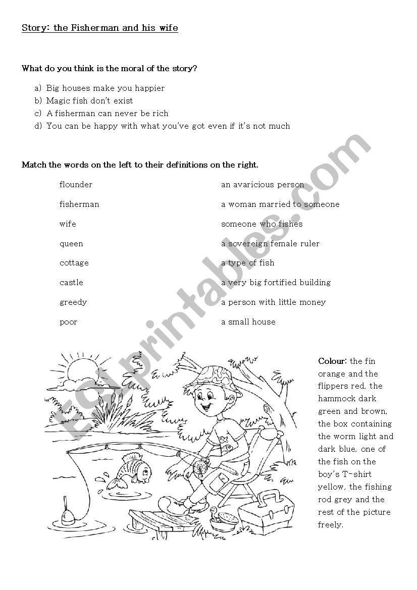 The fisherman and his wife worksheet