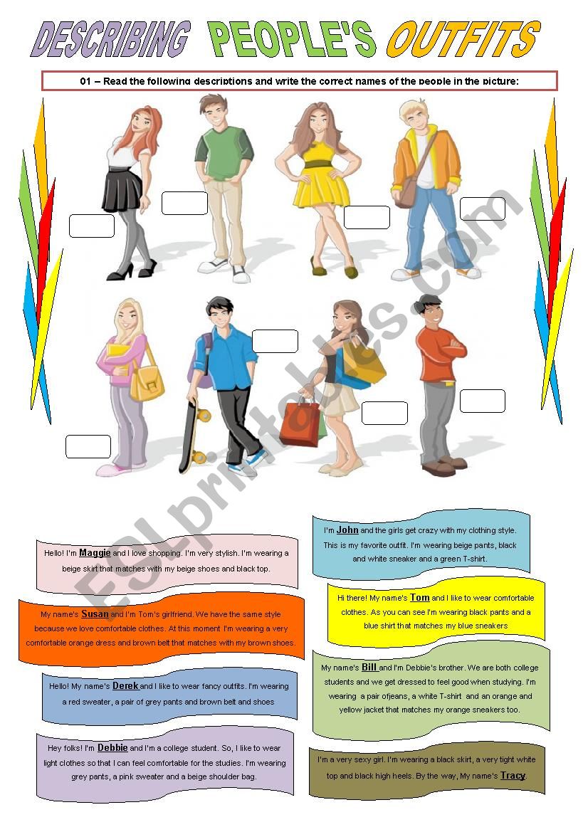 Describing PeopleÂ´s outfits worksheet