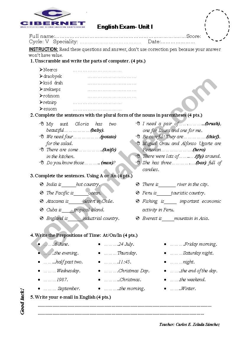 Plural, Articles A - AN and Prepositiosn of time