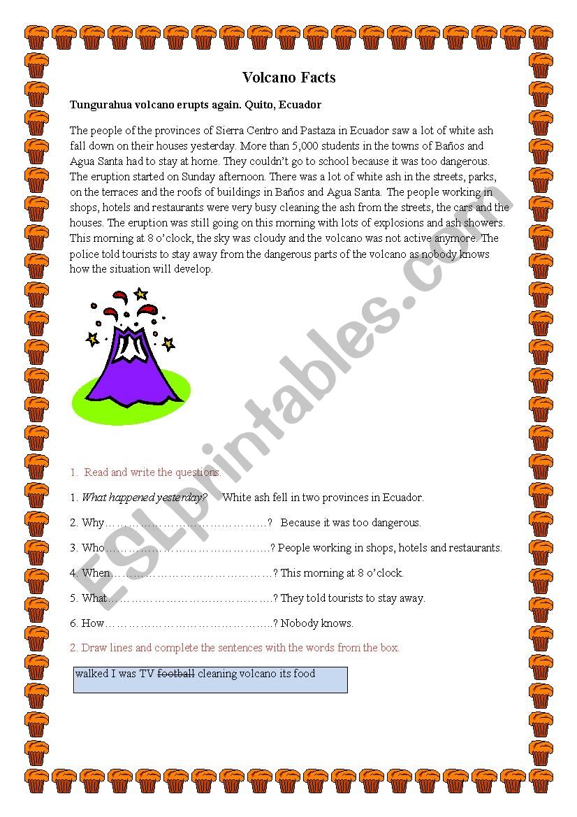 Volcano facts worksheet