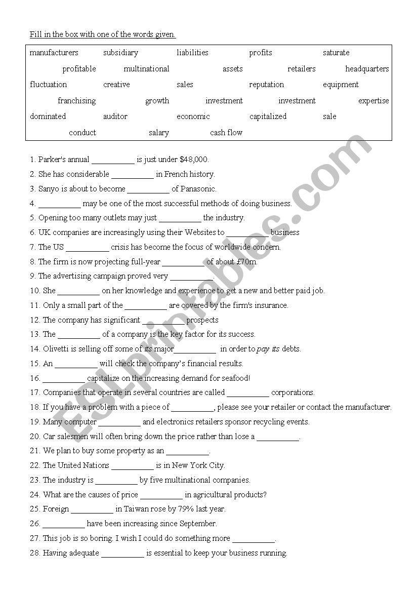 Business English 04 ESL Worksheet By Falco