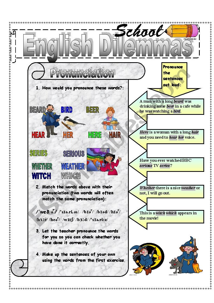 english-dilemmas-pronunciation-issues-esl-worksheet-by-dackala