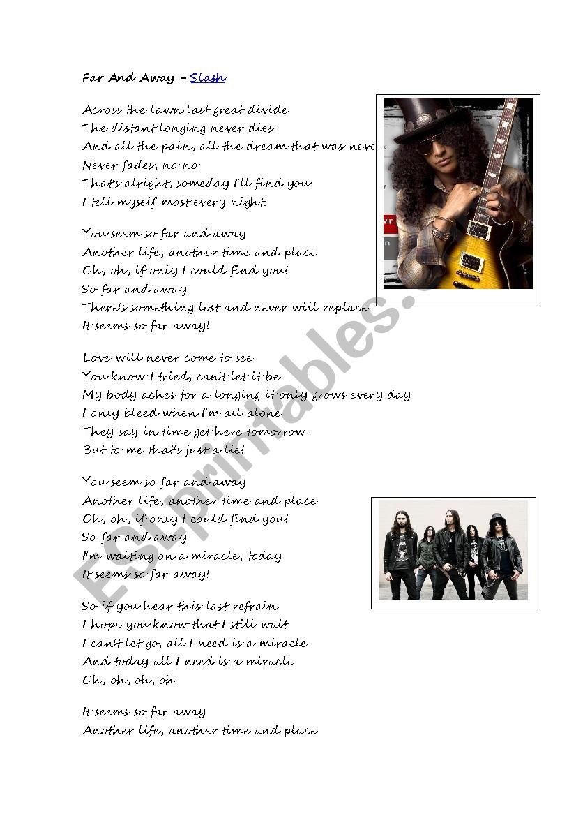 SLASH - FAR AND AWAY worksheet