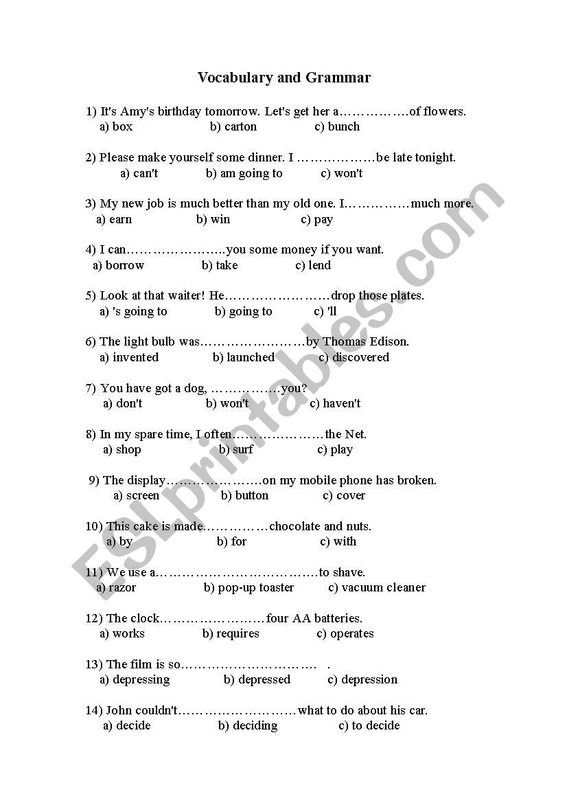 structure worksheet