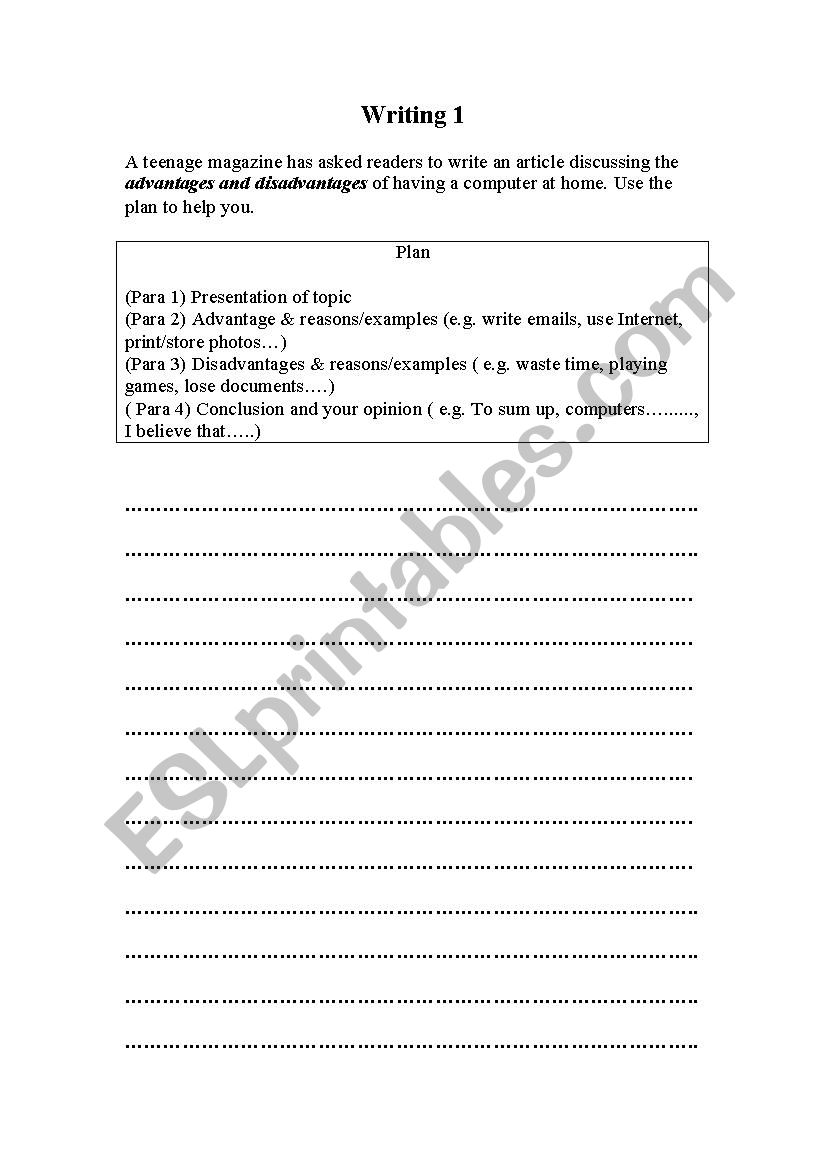 writing tasks worksheet