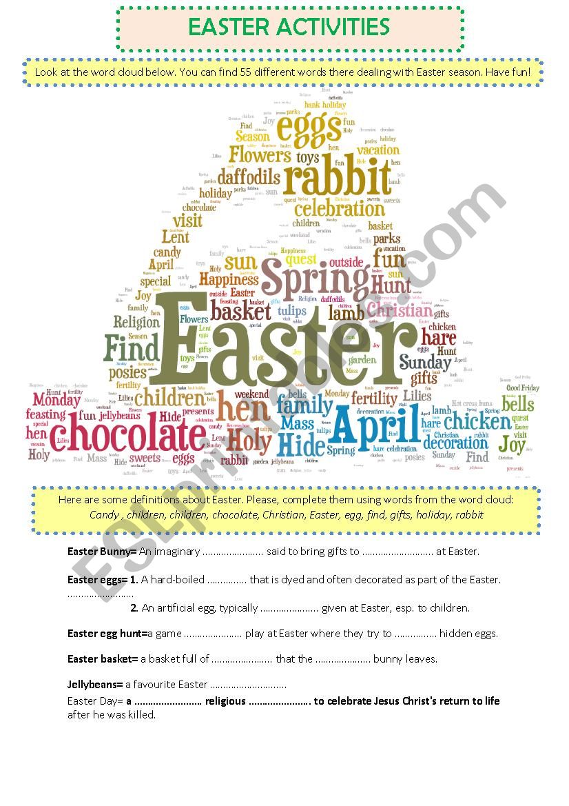 Easter activities worksheet