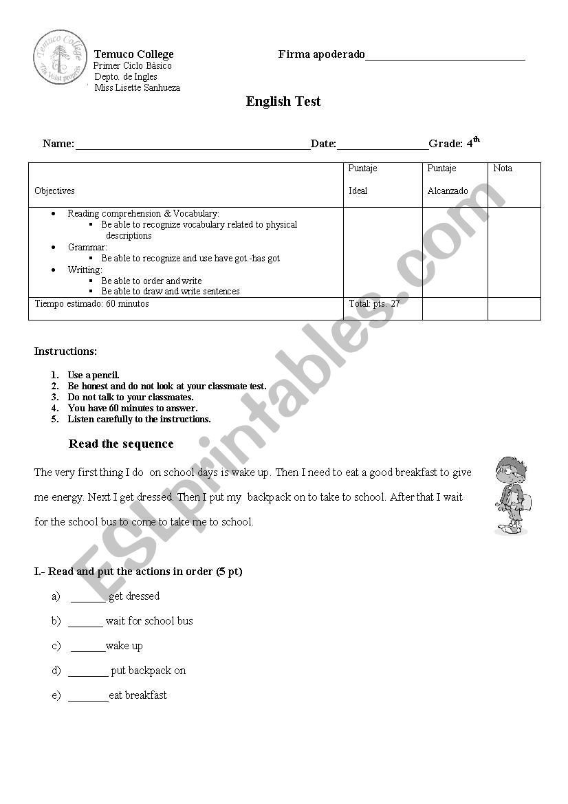 Test have got has got worksheet