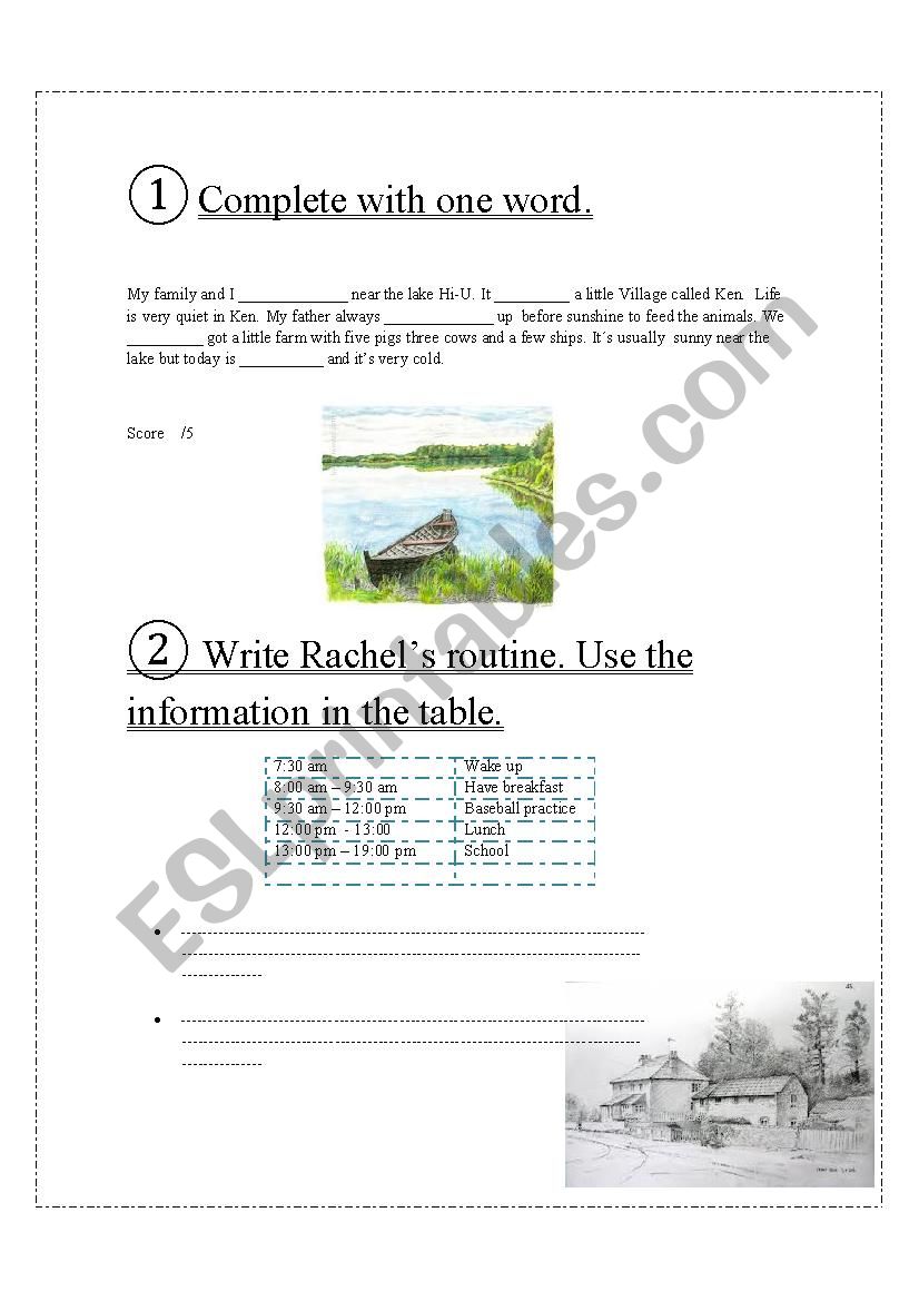 Rachels Routine worksheet