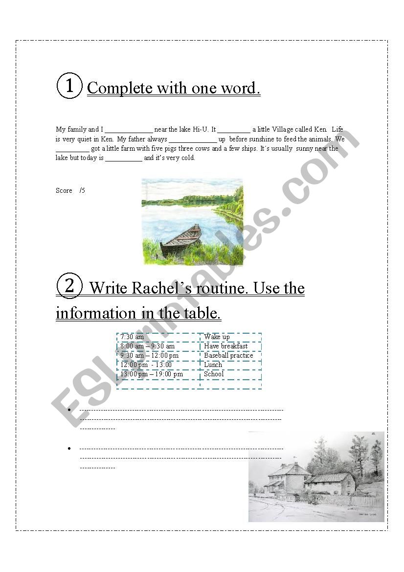 RachelÂ´s Routine worksheet