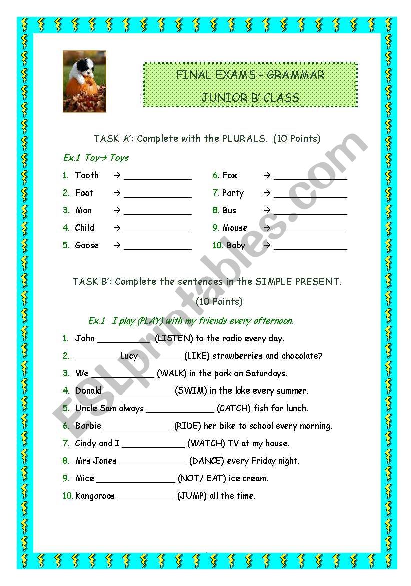 GRAMMAR TEST worksheet