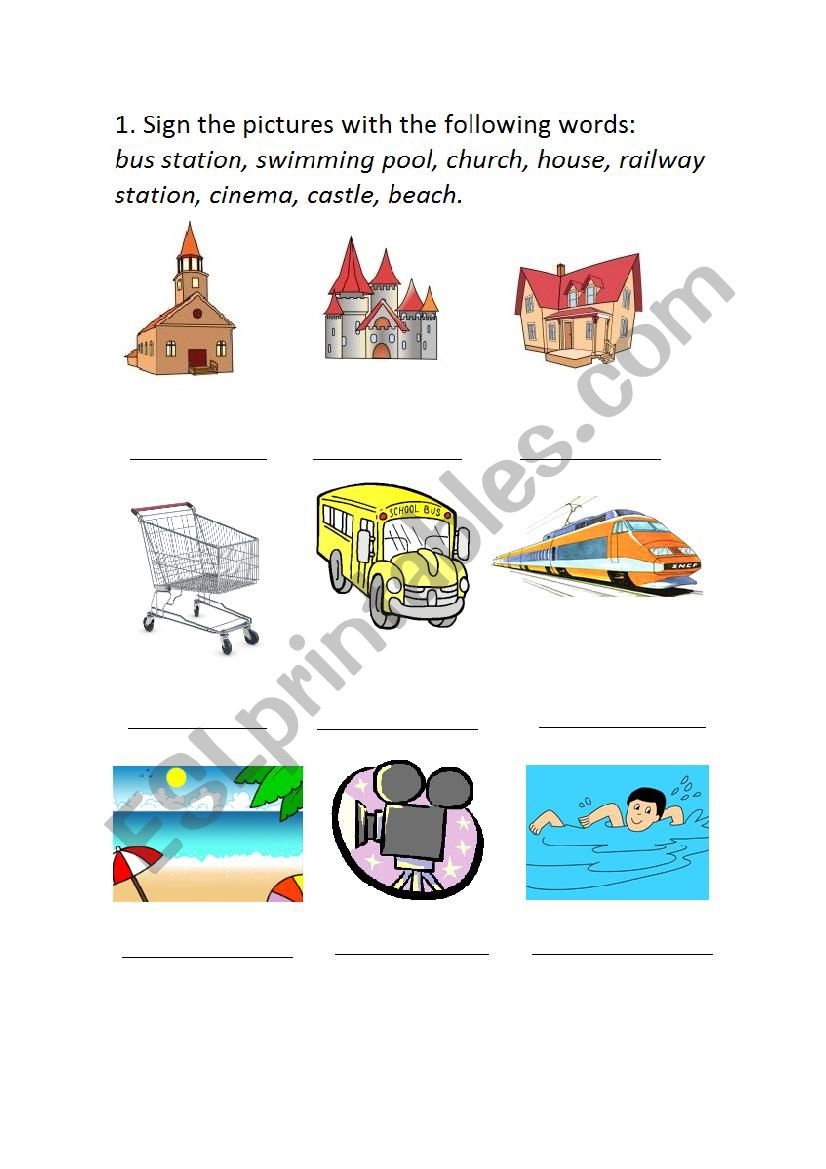 Objects in the city worksheet