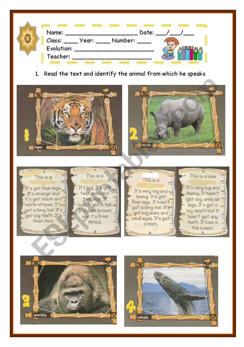 Animals in Danger worksheet