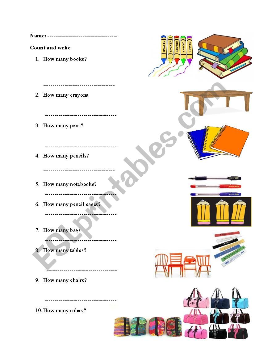 how many? worksheet