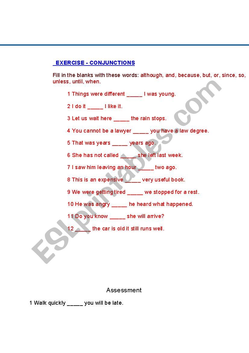 Conjunctions worksheet