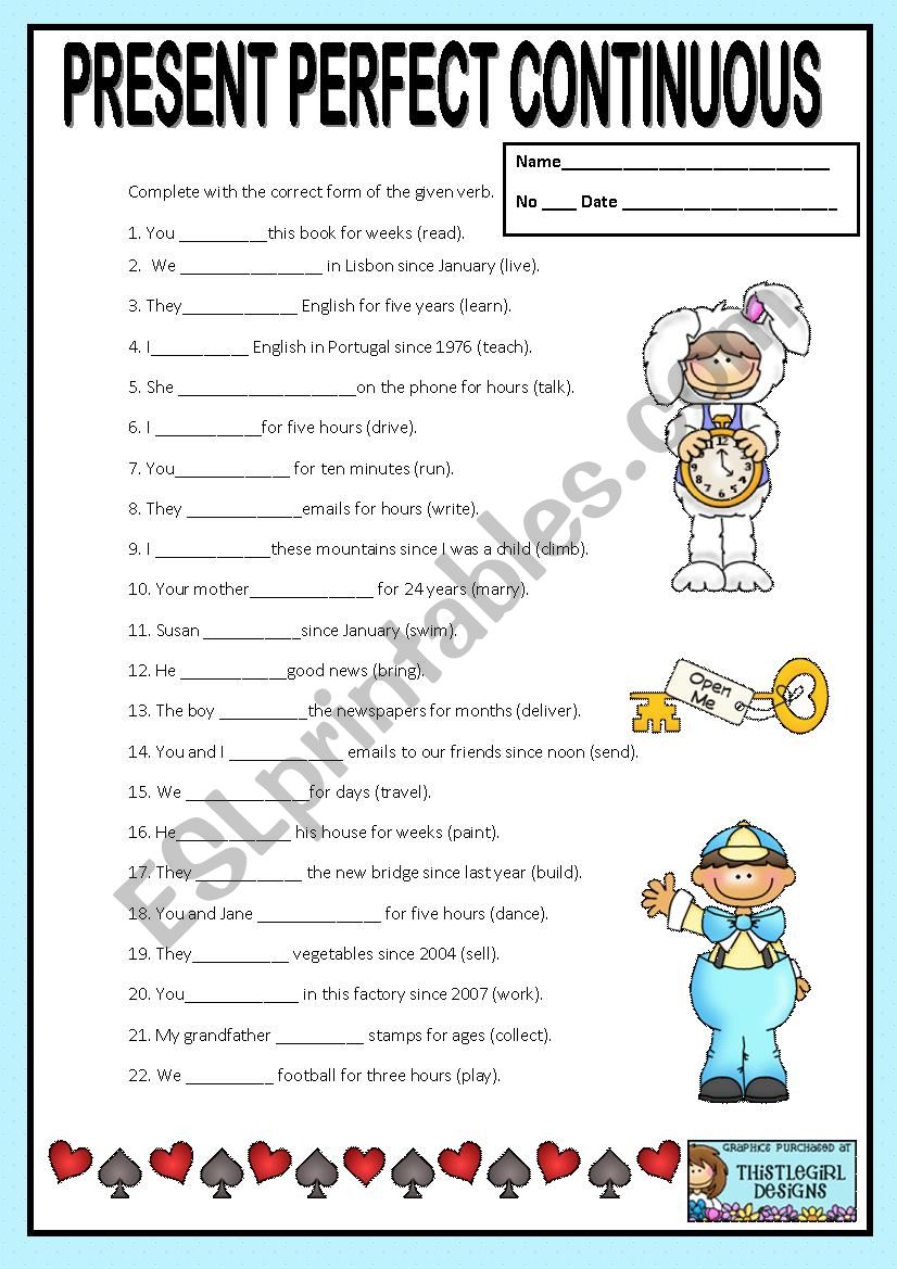 PRESENT PERFECT CONTINUOUS worksheet