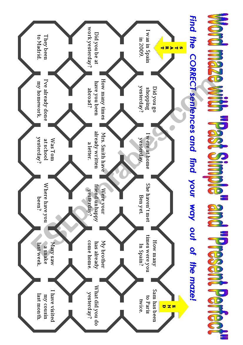 Present Perfect - Past Simple Maze