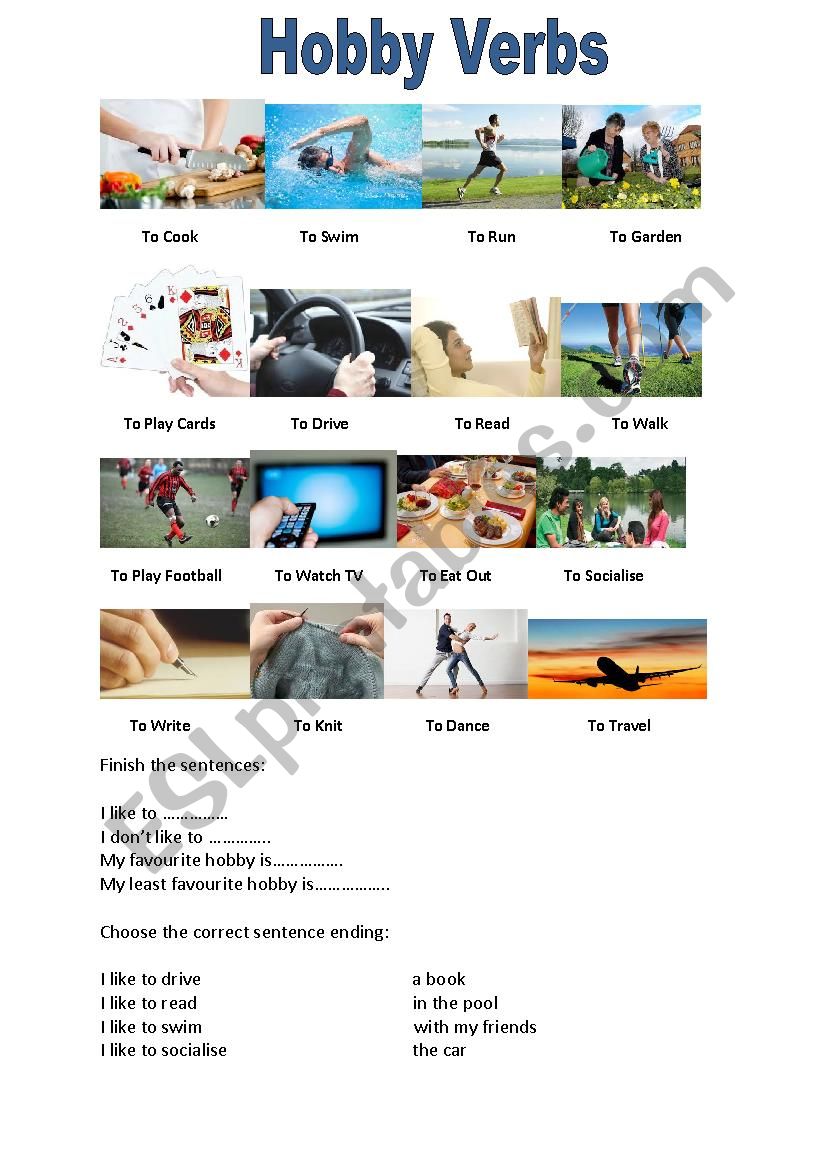 Hobby Verbs worksheet