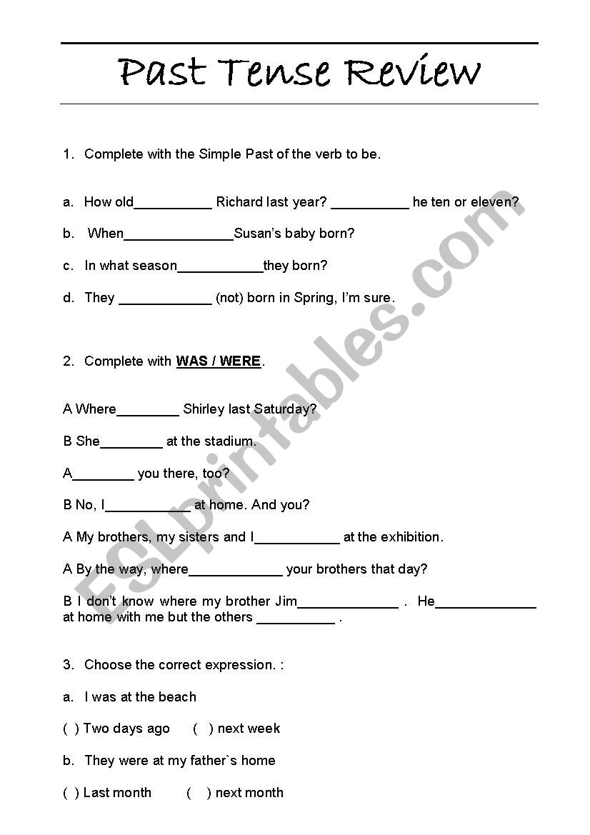 Past Tense worksheet