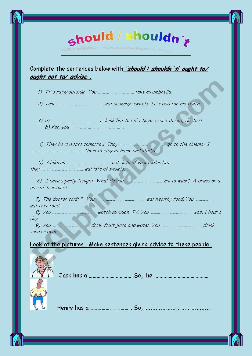 Giving advice worksheet