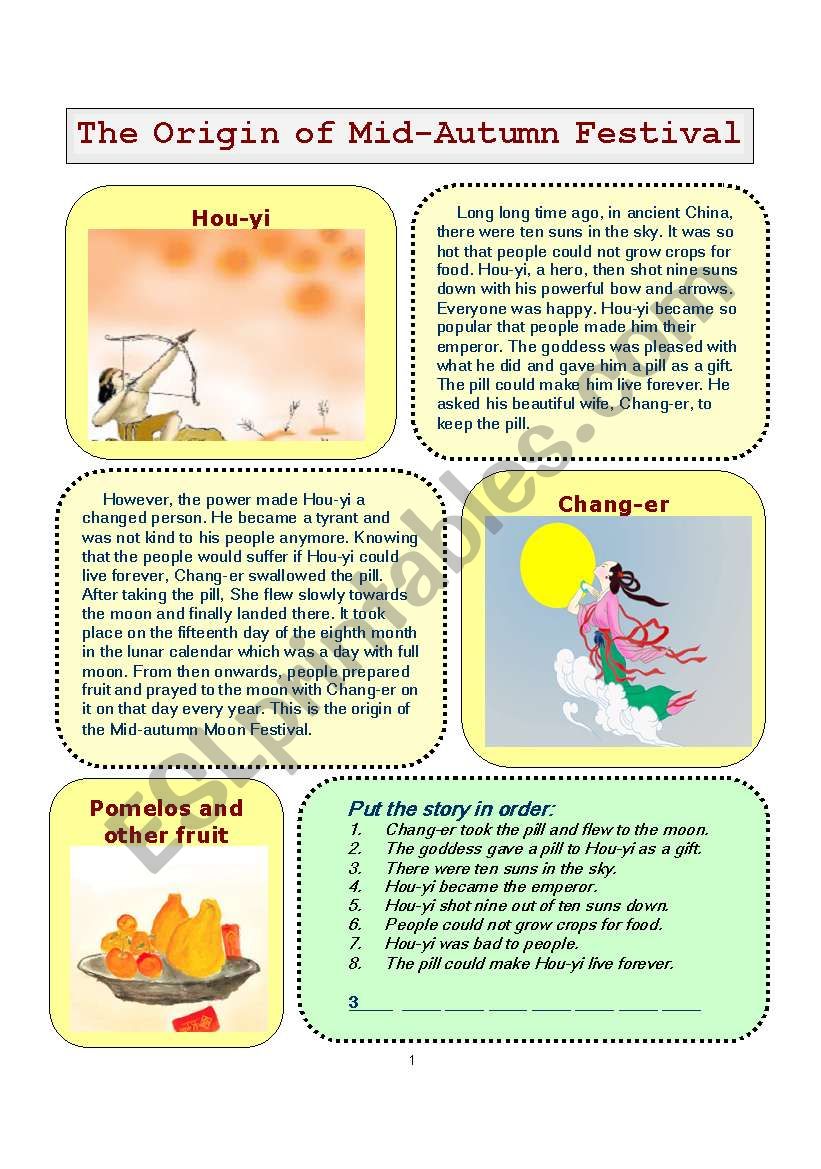 Mid Autumn Festival worksheet