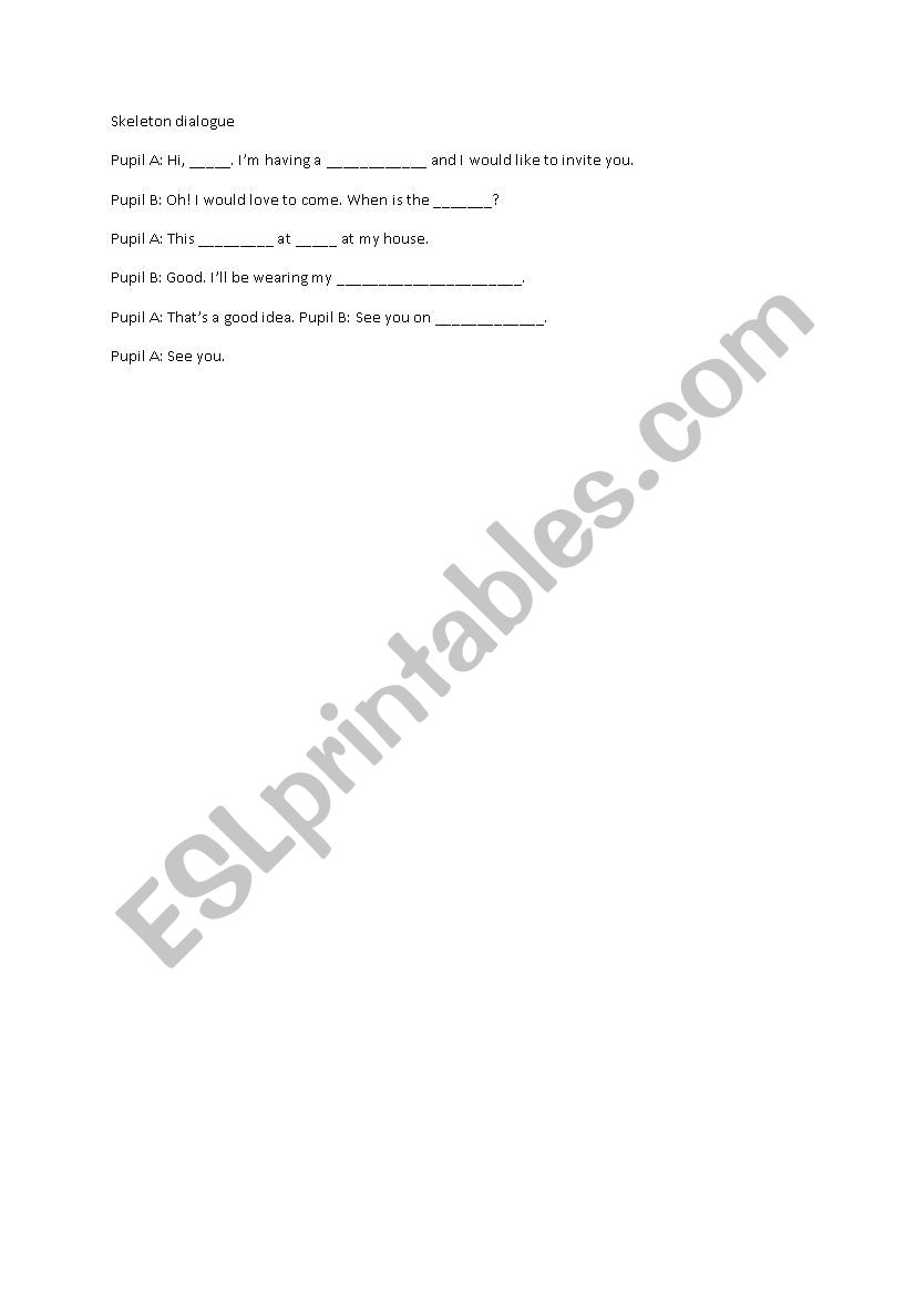 invitation dialogue worksheet