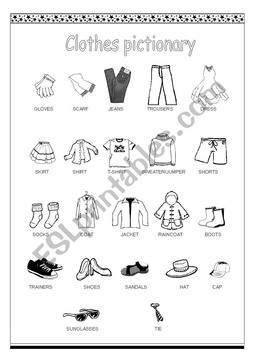 Clothes Pictionary worksheet