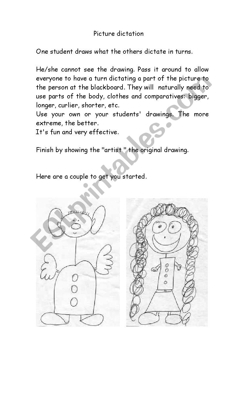 Picture dictation worksheet