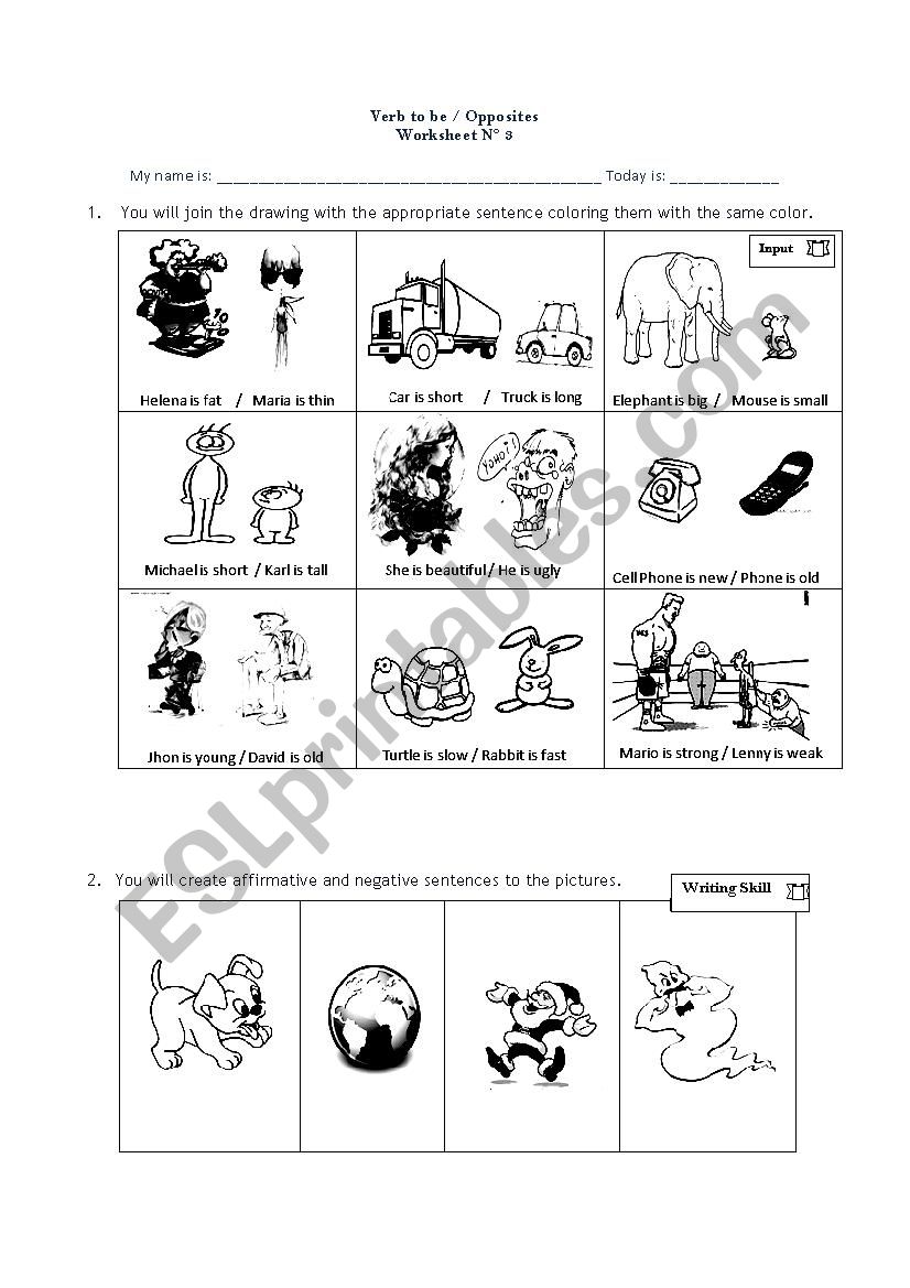 Verb to be / Opposites worksheet