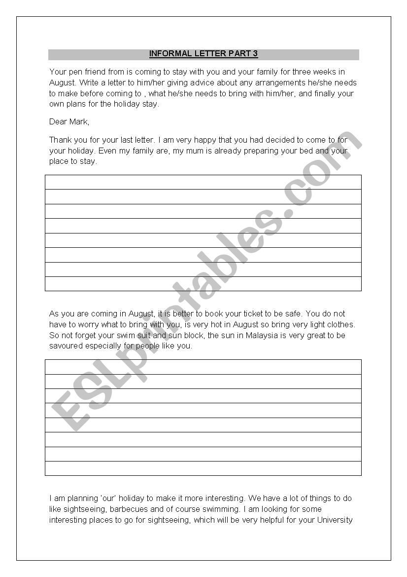 Developing writing skills worksheet