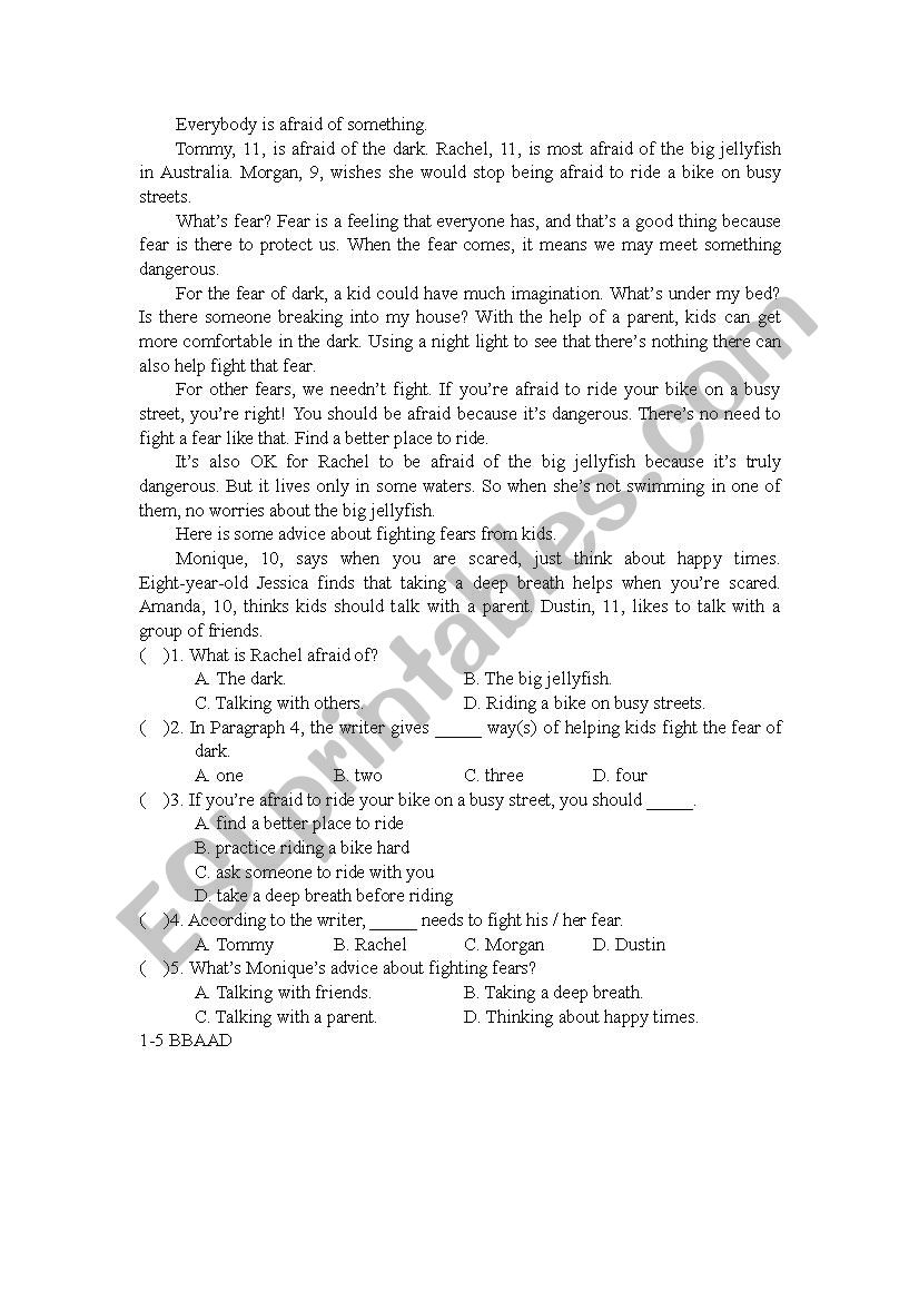 Fear worksheet