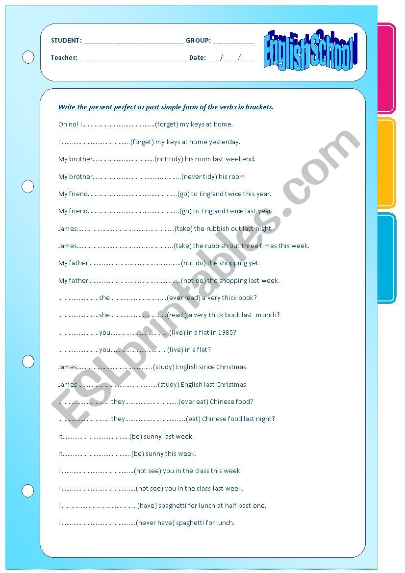 Elementary past simple or present perfect.