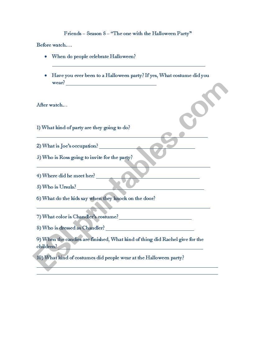 Friends - Season 8 -  worksheet