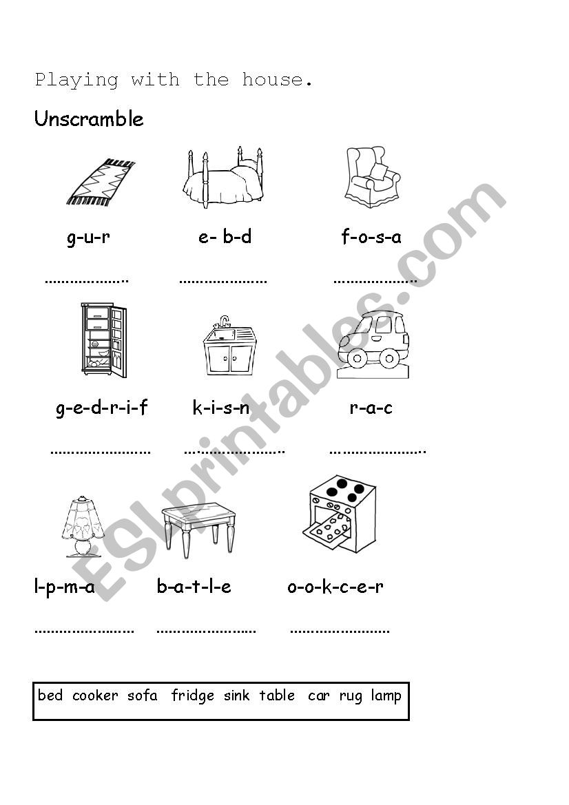 playing with the house 1 worksheet