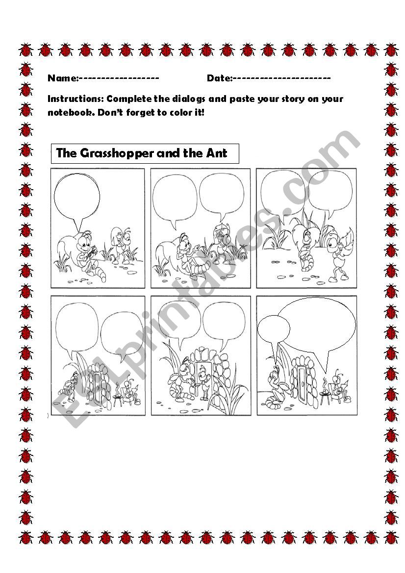 The grasshopper and the ant comic strip