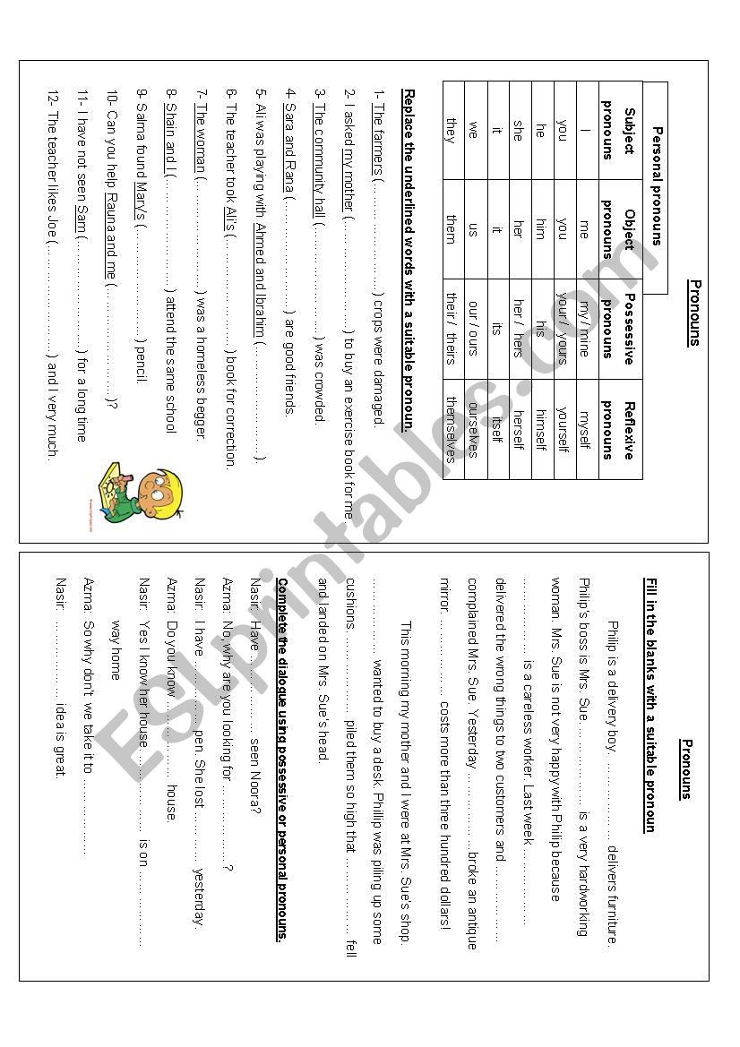 pronouns worksheet