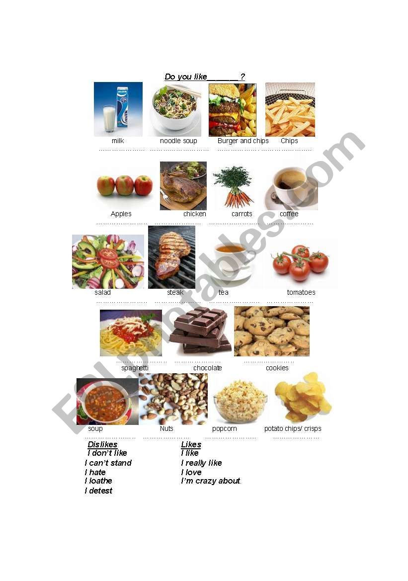 Food - do you like___? worksheet