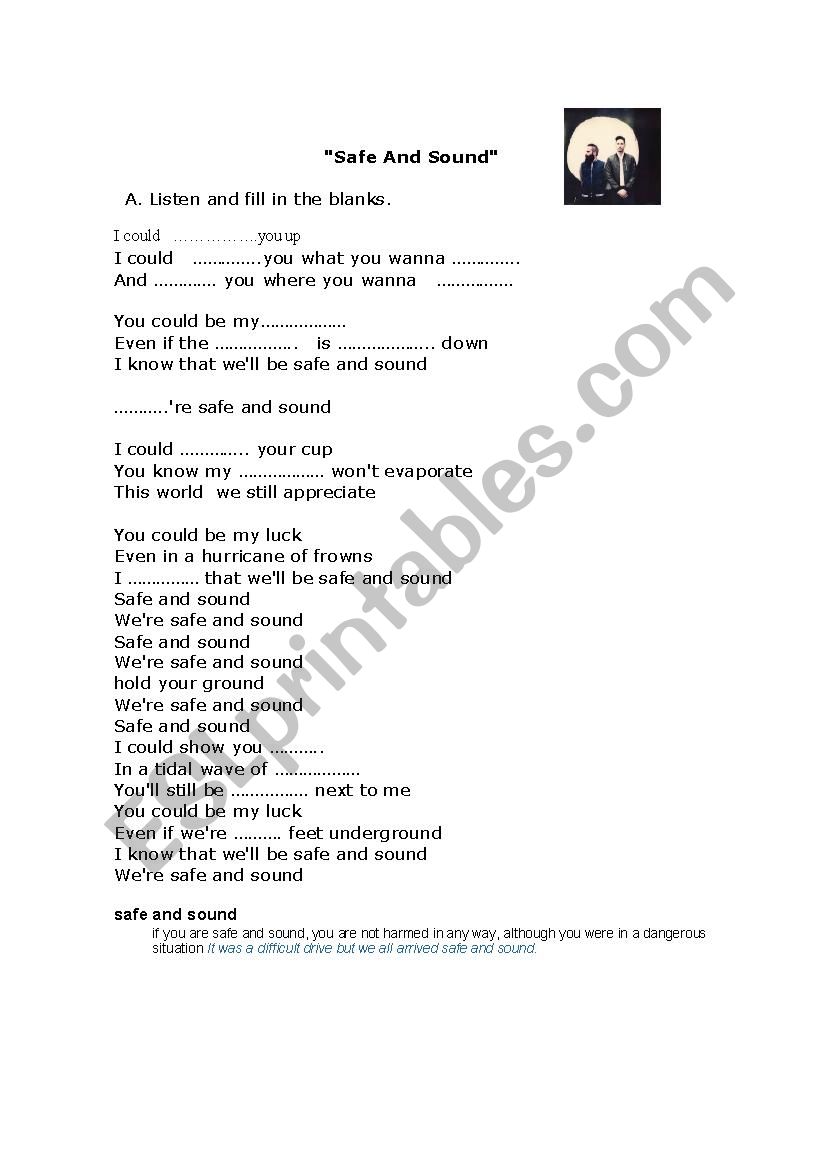 Safe and Sound worksheet