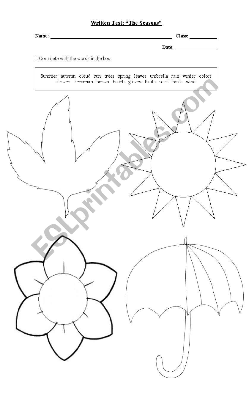 Seasons worksheet
