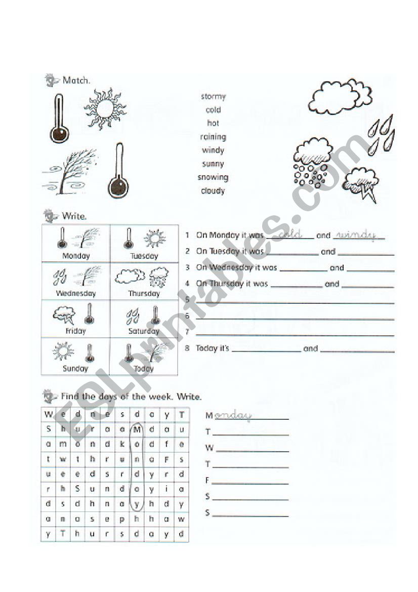 Days and weather worksheet