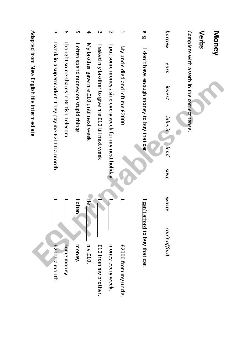 Worksheet on money worksheet