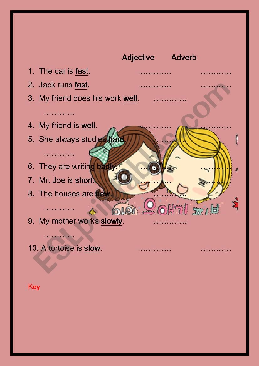 Adverb worksheet