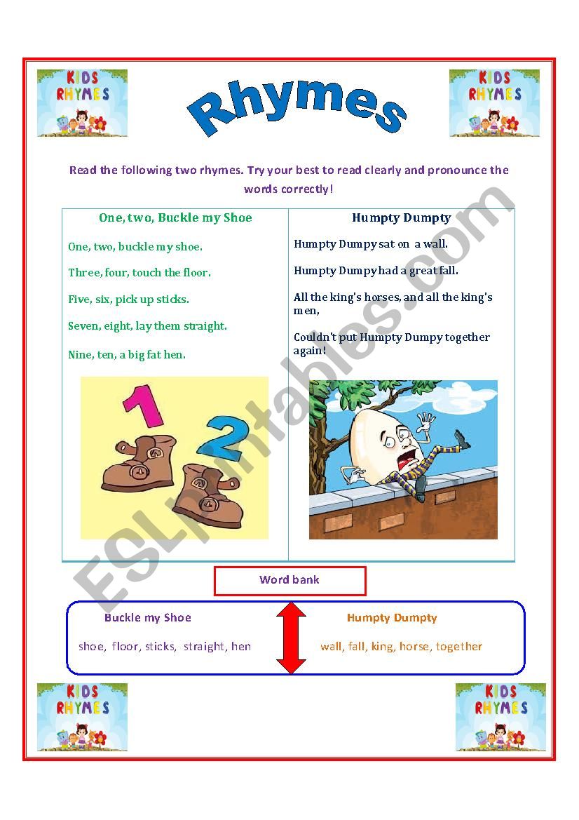 Rhymes worksheet