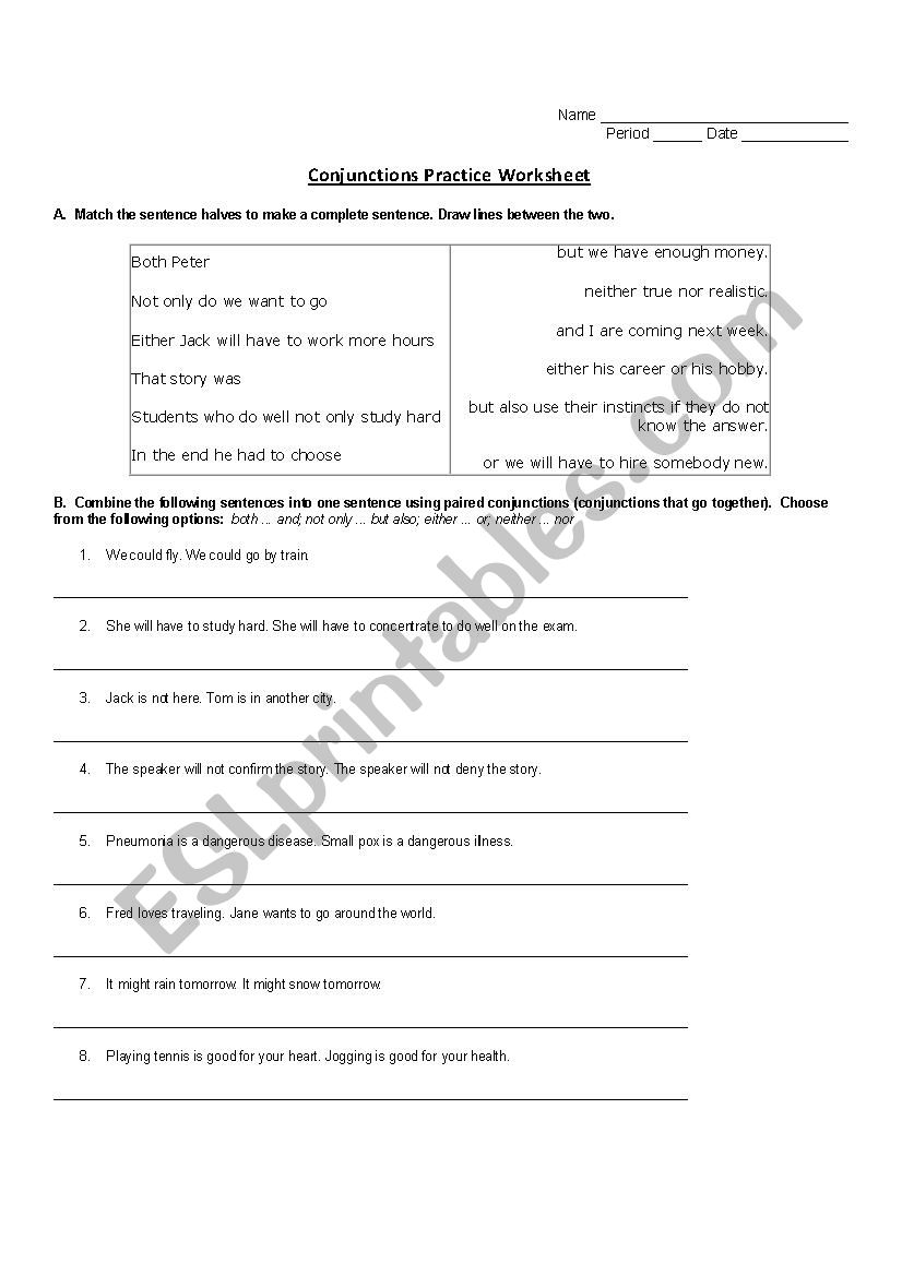 conuction worksheet