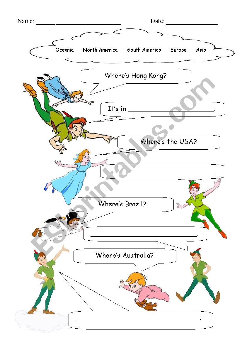 Travel around the world worksheet