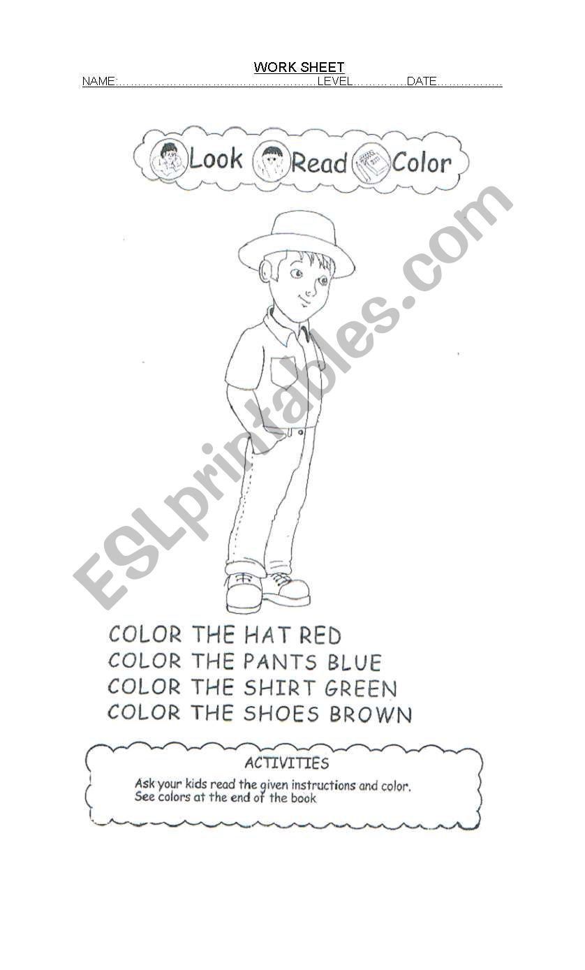       THE COLOURS worksheet