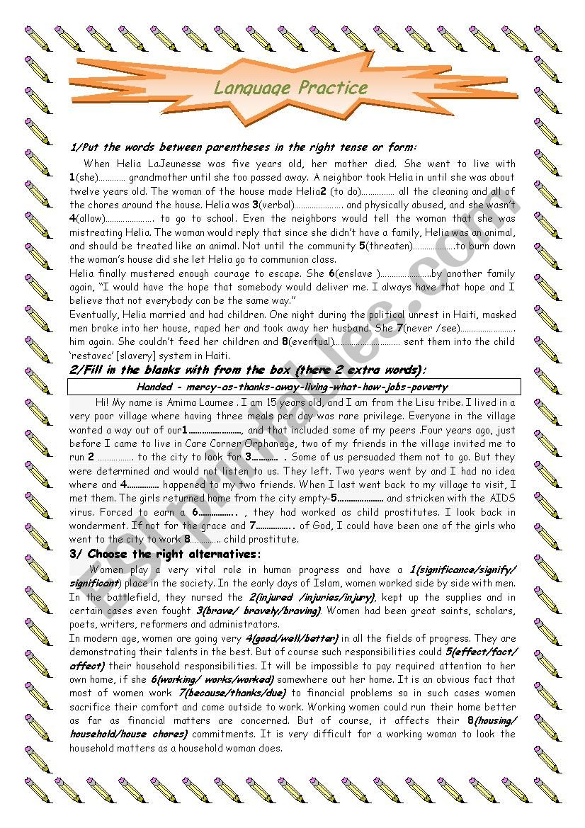 Language Practice worksheet