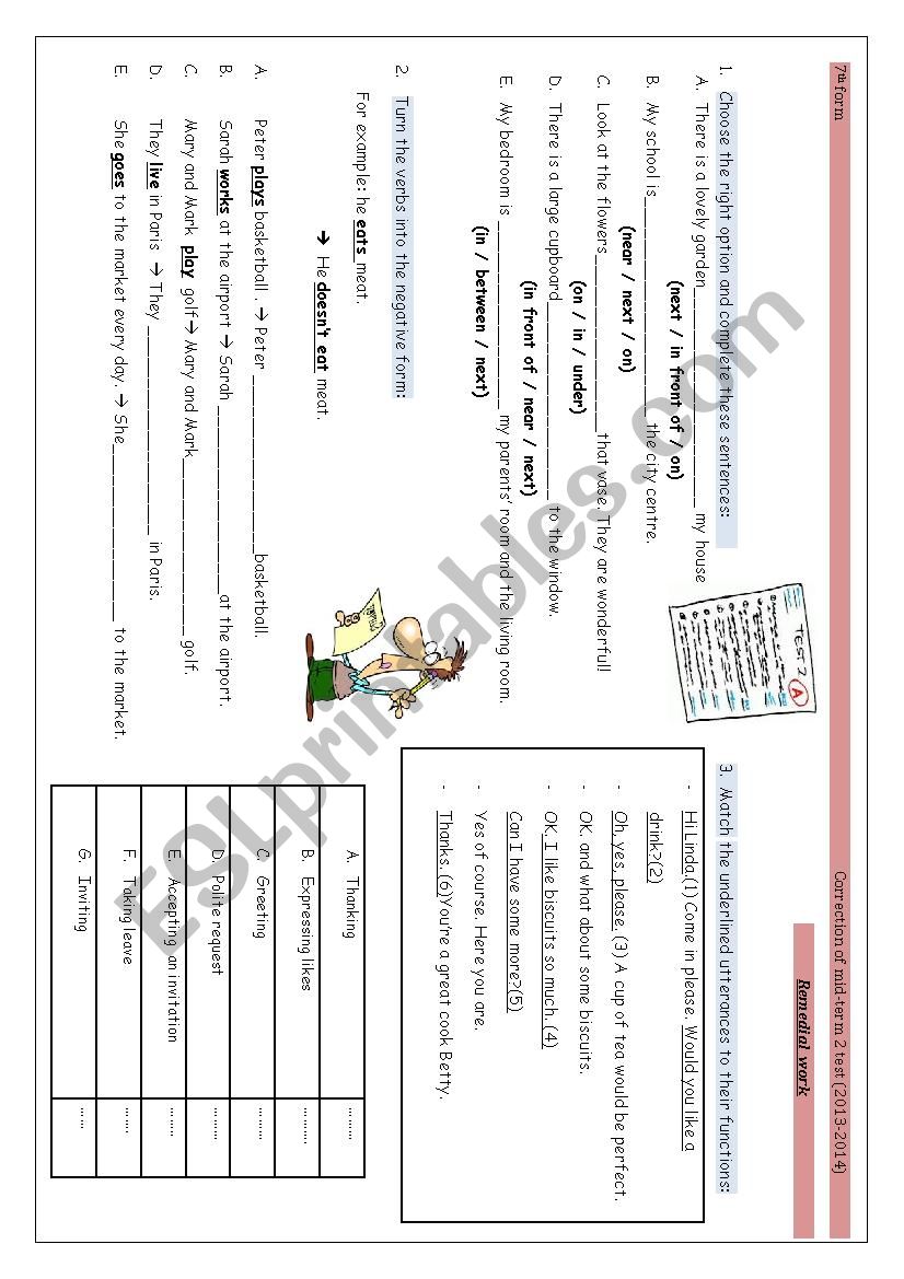 remedial work worksheet