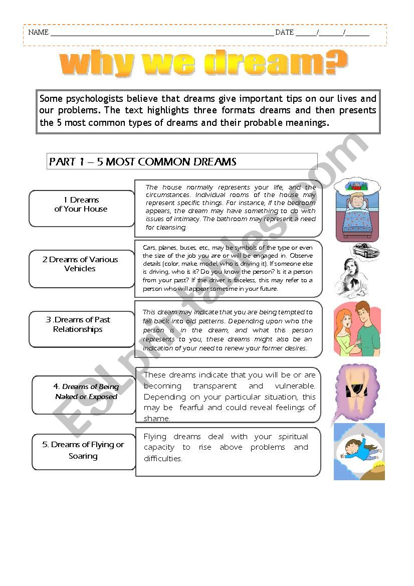 Why we dream?  worksheet