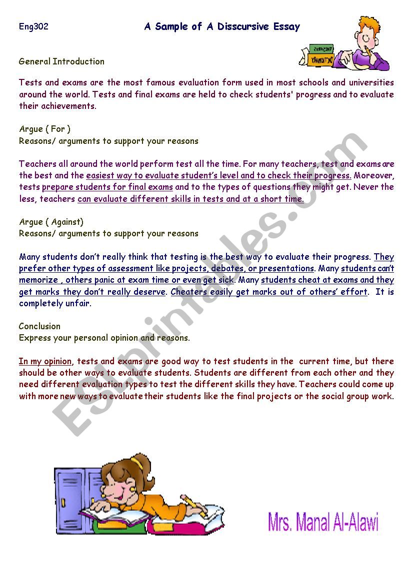 A sample of formal essay worksheet