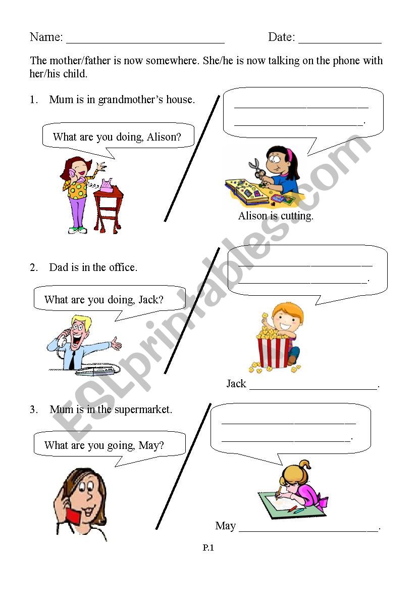 What are you doing?  Part 1 worksheet